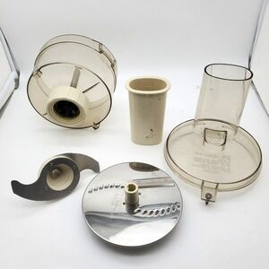 Vtg GE Food Processor D4FP1 Replacement Parts Bowl Lid Stem Blades Grater Slicer